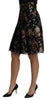 Black Jacquard High Waist A-line Mini Skirt