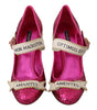 Pink Crystal AMOR Mary Janes Glitter Shoes