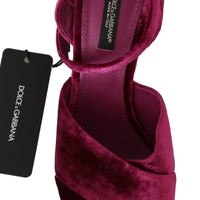 Purple Velvet Platform Strap Sandals Shoes