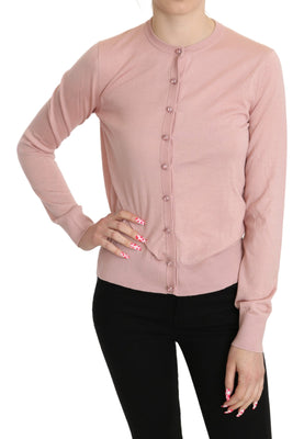 Pink Cashmere Silk Crystal Cardigan Sweater