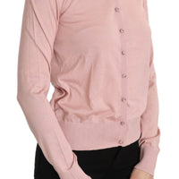 Pink Cashmere Silk Crystal Cardigan Sweater