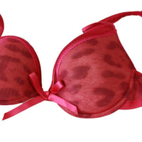 Pink Leopard Nylon Push Up Bra Underwear