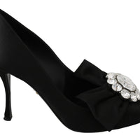 Black Silk Crystals High Heels Pumps Shoes
