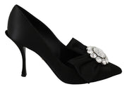 Black Silk Crystals High Heels Pumps Shoes