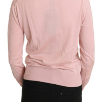 Pink Cashmere Silk Crystal Cardigan Sweater