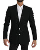 Black Slim Fit Jacket Coat Wool Blazer