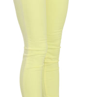 Yellow Cotton Stretch Low Waist Skinny Casual Trouser Pants
