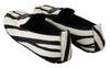 Black White Zebra Leather Crown Slippers Loafers Shoes