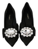 Black Silk Crystals High Heels Pumps Shoes