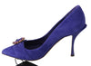 Purple Suede Crystal Pumps Heels Shoes