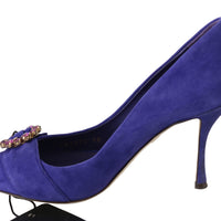 Purple Suede Crystal Pumps Heels Shoes