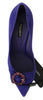 Purple Suede Crystal Pumps Heels Shoes