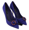 Purple Suede Crystal Pumps Heels Shoes