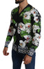 Black Floral V-neck Cardigan Silk Sweater