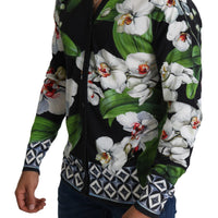 Black Floral V-neck Cardigan Silk Sweater