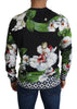 Black Floral V-neck Cardigan Silk Sweater