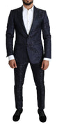 Blue Floral Jacquard 2 Piece MARTINI Silk Suit