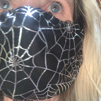 Spider Webs in Silver Face Mask by Rebel, Made in USA
