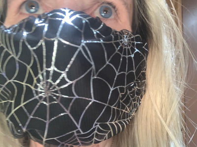 Spider Webs in Silver Face Mask by Rebel, Made in USA