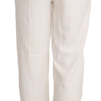 White High Waist Straight Cut Dress Trouser Pants