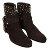 Brown Suede Studded Cowboy Boots Shoes