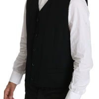 Black Waistcoat Formal Gilet Wool Vest