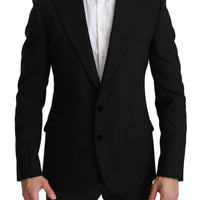 Black Solid Wool Stretch MARTINI Blazer