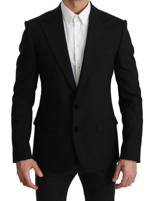 Black Solid Wool Stretch MARTINI Blazer