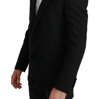 Black Solid Wool Stretch MARTINI Blazer