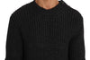 Black Knit Wool Crewneck Pullover Sweater