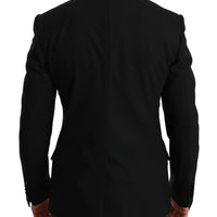 Black Solid Wool Stretch MARTINI Blazer