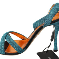 Blue Crystal Gold Heart Sandals Shoes