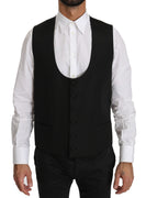 Black Wool Regular Fit Formal Dress Vest