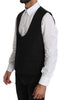 Black Wool Regular Fit Formal Dress Vest