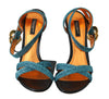 Blue Crystal Gold Heart Sandals Shoes
