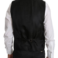 Black Wool Regular Fit Formal Dress Vest