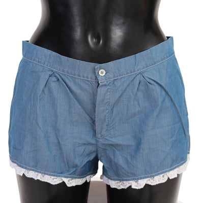 100% Cotton Denim Blue Lace Shorts Underwear