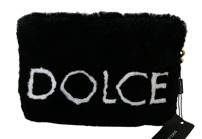 Black Dolce Rabbit Fur Hand Purse Clutch CLEO Bag