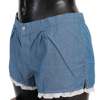 100% Cotton Denim Blue Lace Shorts Underwear