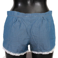 100% Cotton Denim Blue Lace Shorts Underwear