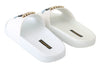 White Leather #dgfamily Slides Sandals