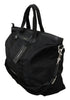 Black Travel Tote Shoulder Borse Leather Nylon Bag