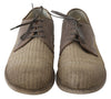 Gray Beige Leather Mens Derby Shoes