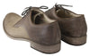Gray Beige Leather Mens Derby Shoes
