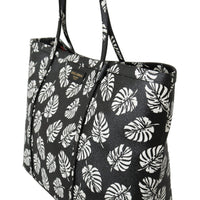 Black Palm Leaves BEATRICE Leather Purse Tote Bag