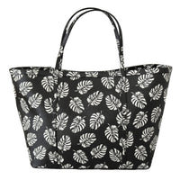 Black Palm Leaves BEATRICE Leather Purse Tote Bag