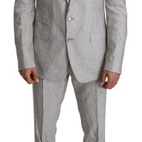 Gray Single Breasted 2 Piece Linen NAPOLI Suit