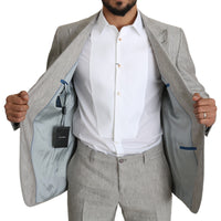 Gray Single Breasted 2 Piece Linen NAPOLI Suit