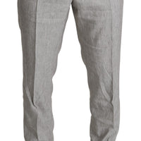Gray Single Breasted 2 Piece Linen NAPOLI Suit