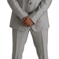 Gray Single Breasted 2 Piece Linen NAPOLI Suit